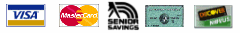 We accept Visa, MC, Discover, American Express, senior discounts available We accept Visa, MC, Discover, American Express, senior discounts available